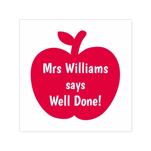 先生レッドアップルウェルダン勇気付けられる セルフインキングスタンプ (デザイン)