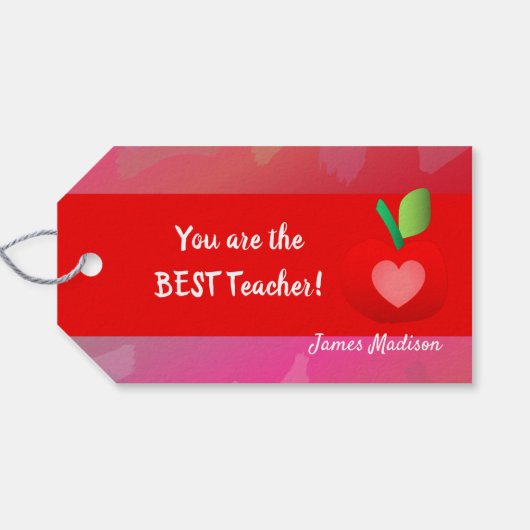 先生レッドアップルギフトラベル ギフトタグ (裏面横)