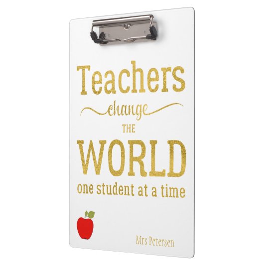 先生レッドアップル金ゴールドタイポグラフィ引用文 クリップボード (左)