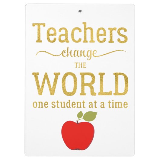 先生レッドアップル金ゴールドタイポグラフィ引用文 クリップボード (裏面)