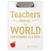 先生レッドアップル金ゴールドタイポグラフィ引用文 クリップボード (正面)