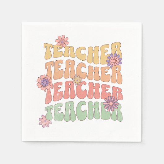 先生レトロスタイル 文字デザイン スタンダードカクテルナプキン (正面)