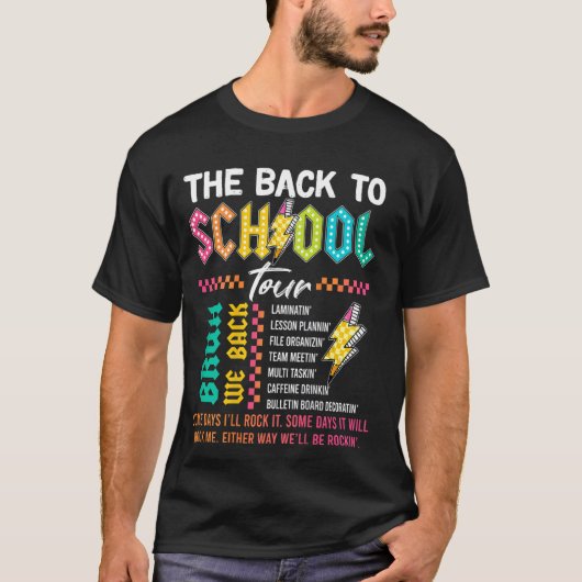 先生レトロ稲妻ボルトThe Back To Scho Tシャツ (正面)