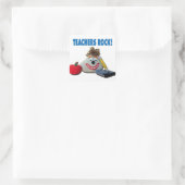 先生ロック！白いステッカー スクエアシール (バッグ)