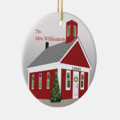 先生ワンルームスクールハウスラウンドクリスマス セラミックオーナメント (右)