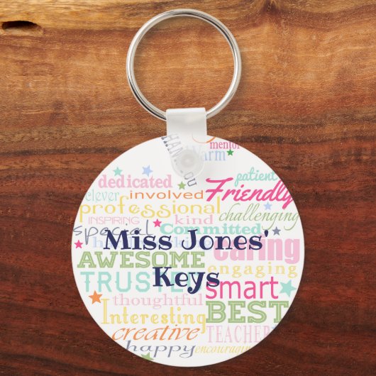 先生ワードアートのクリスマスギフトのアップルギフト キーホルダー (裏面)