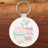 先生ワードアートのクリスマスギフトのアップルギフト キーホルダー (正面)