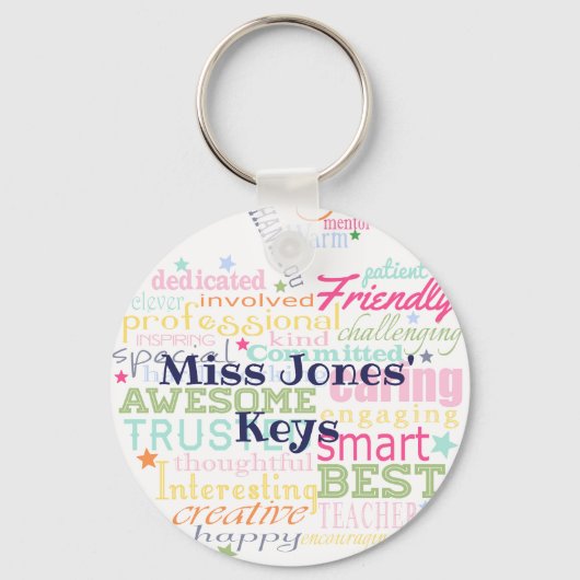 先生ワードアートのクリスマスギフトのアップルギフト キーホルダー (裏面)