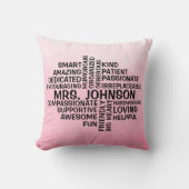 先生ワードクラウドピンクグラデーション クッション (正面)