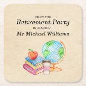 先生ヴィンテージグローブブックリタイアメントパーティー スクエアペーパーコースター (正面)