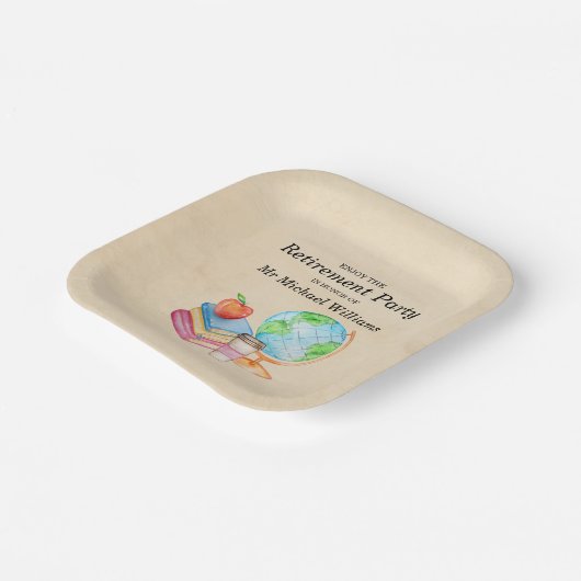 先生ヴィンテージグローブブックリタイアメントパーティー ペーパープレート (傾斜あり)