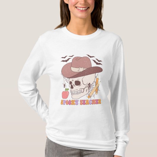 先生不気味ハロウィーン長袖 Tシャツ (正面)