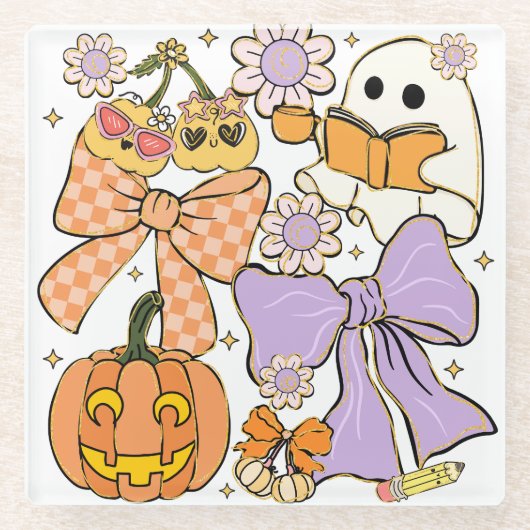 先生不気味ハロウィーン ガラスコースター (正面)