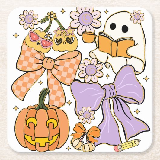 先生不気味ハロウィーン スクエアペーパーコースター (正面)