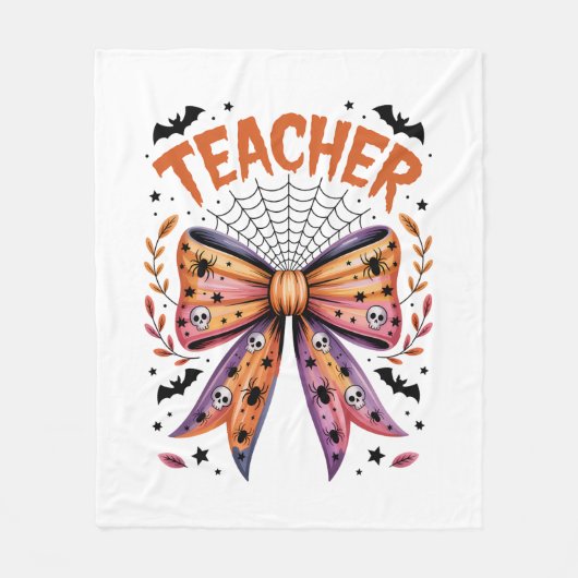 先生不気味ハロウィーン フリースブランケット (正面)