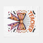 先生不気味ハロウィーン フリースブランケット (正面(横))