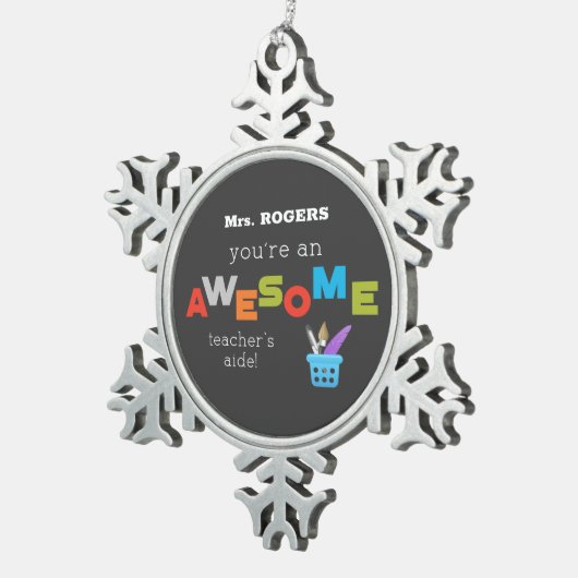 先生側近先生感謝日素晴らし、 スノーフレークピューターオーナメント (右)