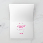 先生側近感謝、ホットピンク サンキューカード (内部)