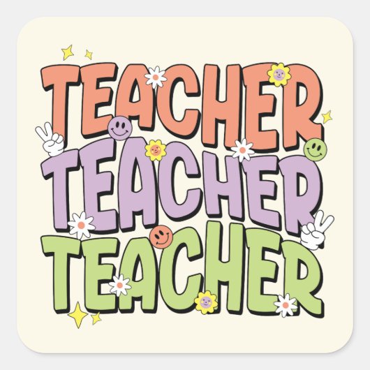 先生先生先生 スクエアシール (正面)