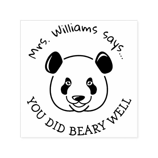 先生前向き称賛パンダプンプレインクスタンプ セルフインキングスタンプ (デザイン)