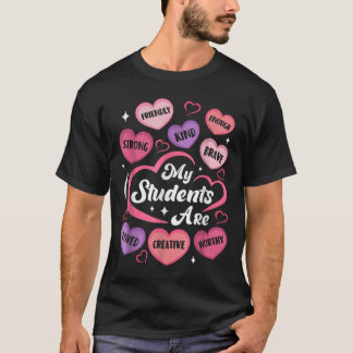 先生前向き肯定キャンディハートバレンティン Tシャツ