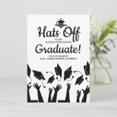 先生卒業帽子オフの卒業写真パーティー 招待状 (スタンド正面)