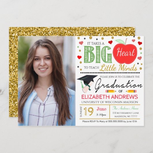 先生卒業招待状 招待状 (正面/裏面)