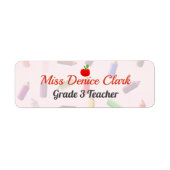 先生名とクラスのピンクラベル ラベル (正面)