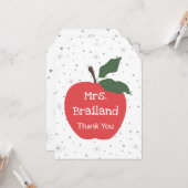 先生名のパーソナライズカスタム赤いリンゴ カード (正面/裏面インサイチュ)