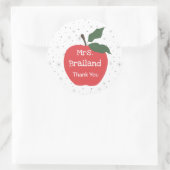 先生名のパーソナライズカスタム赤いリンゴ ラウンドシール (バッグ)