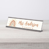 先生名カスタムグレードBohoレインボーサン デスクネームプレート (正面)