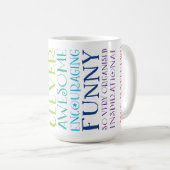 先生名カラフルレインボー前向きワードスタック コーヒーマグカップ (正面右)