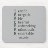 先生名グレーマウスパッドの頭字語 マウスパッド (正面)