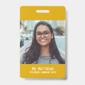 先生名バッジ（写真付き） -黄 バッジ (Back)