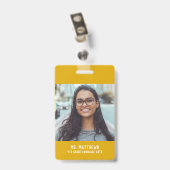 先生名バッジ（写真付き） -黄 バッジ (Back with Clip)