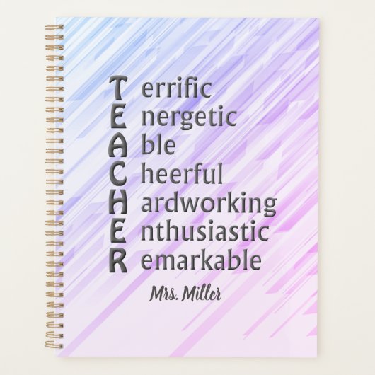 先生名パープル抽象芸術プランナー プランナー手帳 (正面)