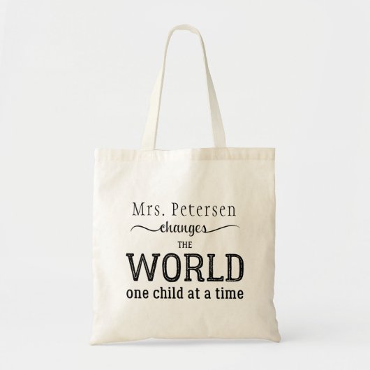 先生名ブラックタイポグラフィスクリプト引用文 トートバッグ (正面)