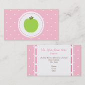 先生名刺-ピンク、白水玉模様 名刺 (正面/裏面)