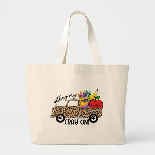 先生名前の追加時にCrayを取得する ラージトートバッグ (正面)