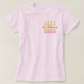 先生名前をカスタムする黄鉛筆 Tシャツ