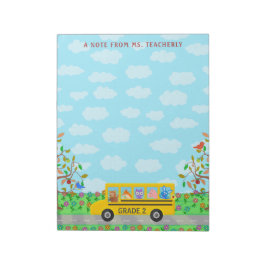 先生名教室かわいい動物たちスクールバス ノートパッド