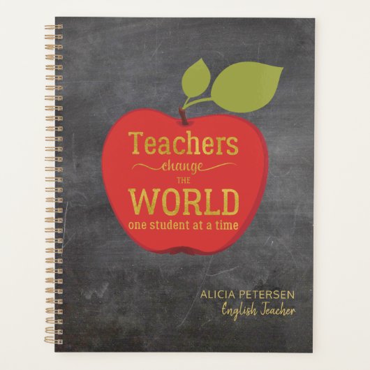 先生名金ゴールドスクリプトRed Apple Blackboard プランナー手帳 (正面)
