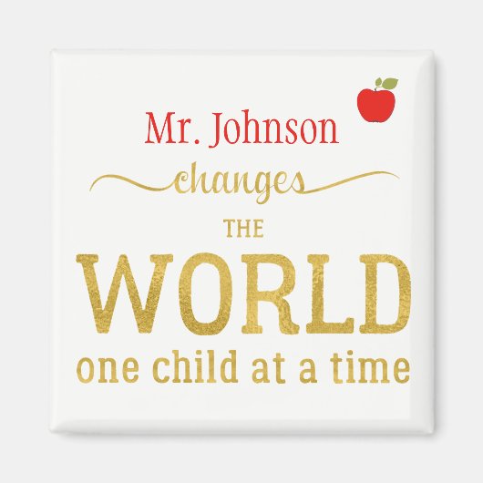 先生名金ゴールドタイポグラフィスクリプト引用文 マグネット (正面)