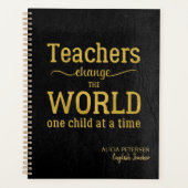 先生名金ゴールド引用文ブラックレザーエレガント プランナー手帳 (正面)