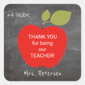 先生名 | Red Apple Blackboard 感謝していyou スクエアシール (正面)