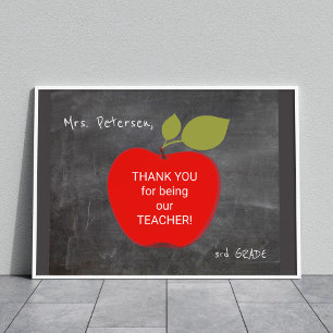 先生名 Red Apple Blackboard 感謝していyou ポスター