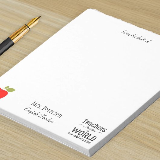 先生名red apple引用文のデスクから ノートパッド