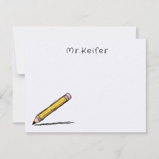 先生図解入りの、写真付きのシンプル鉛筆 ノートカード (正面)