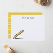 先生図解入りの、写真付きのシンプル鉛筆 ノートカード (正面/裏面インサイチュ)