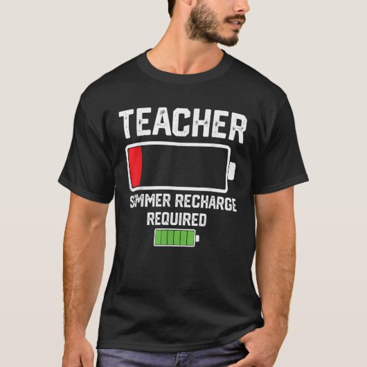 先生夏の充電必要なバッテリが不足している Tシャツ (正面)